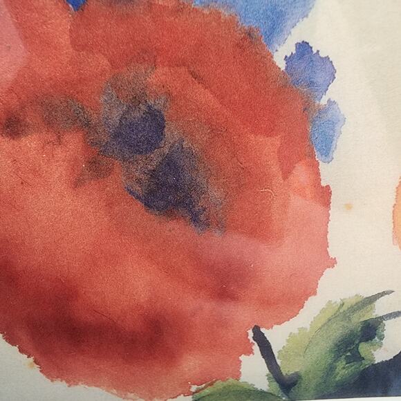 Emil Nolde Watercolor Red Yellow Poppies Blue Delphinium 1930 Japan 16x12" Repro - Picture 8 of 11